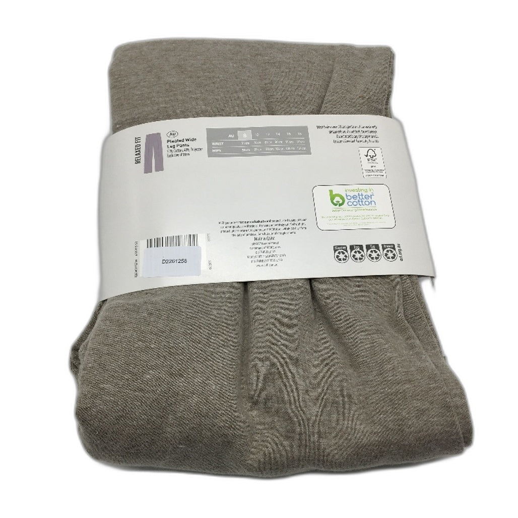 Serra Brown Relaxed Fit Cotton Blend Pleated Wide Leg Pants Ladies Size 8 NEW