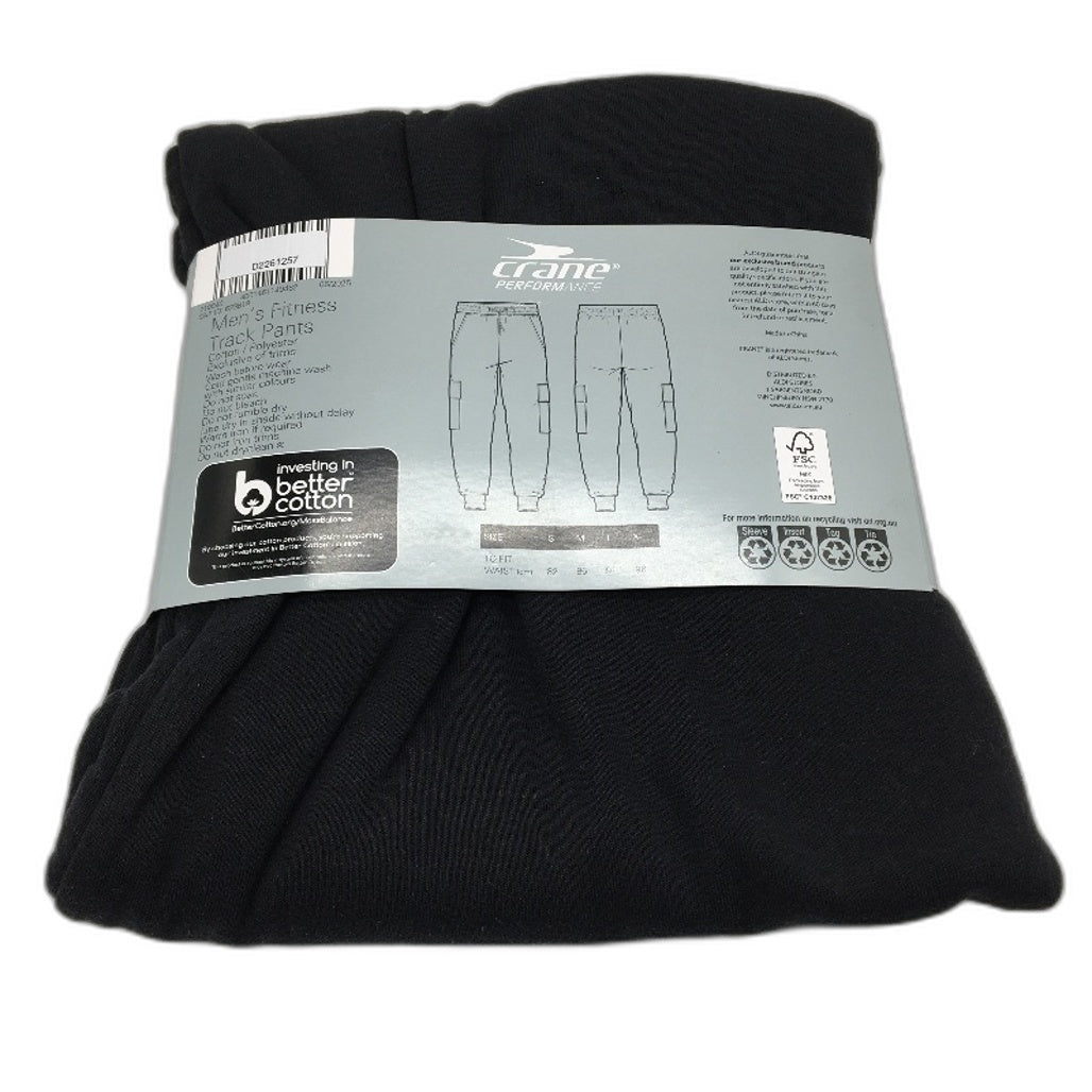 Crane Performance Cargo Style Fitness Track Pants Black Mens Size L NEW