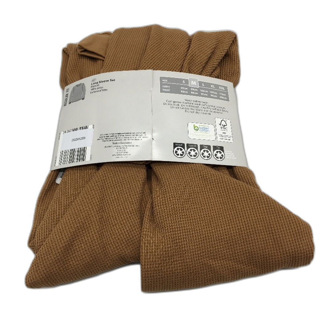 Westbay Rust Regular Fit 100% Cotton Waffle Long Sleeve Tee Mens Size M NEW