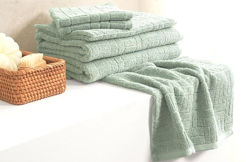 Sheraton Luxury Maison Sage Green 6 Piece 100% Cotton Textured Towel Set NEW