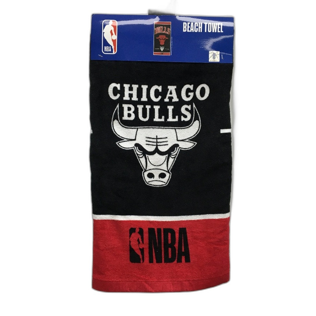 NBA Basketball Black & Red Chicago Bulls 100% Cotton Beach Towel NEW
