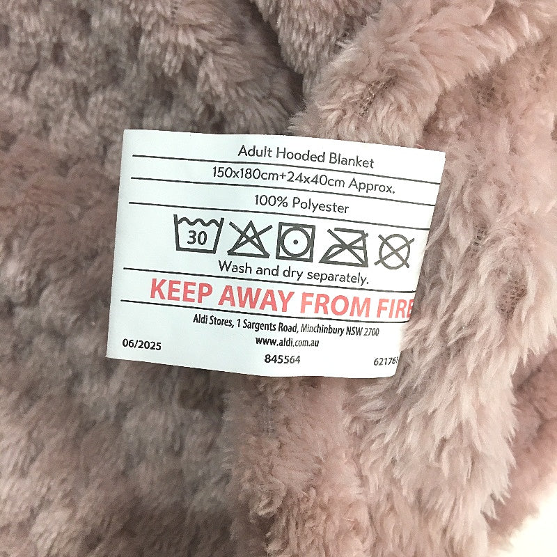 Kirkton House Super Soft Textured Soft Pink Adult Hooded Wrap Blanket With Ears