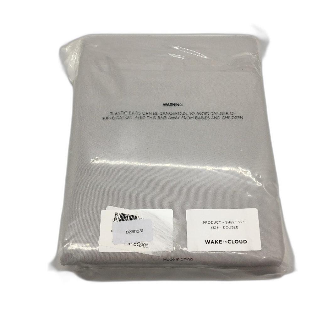 Wake in Cloud Lightweight Silver Grey Fitted Sheet Set DOUBLE Bed NEW