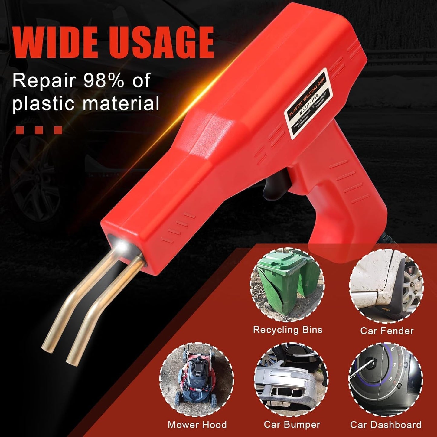 Plastic Welding Gun Kit With Staples Red Fast Heating 50W AC110V 220V NEW