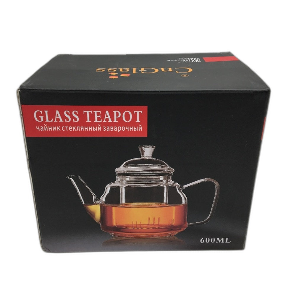 CnGlass Glass Teapot With Removable Infuser 600ml Borosilicate Glass NEW