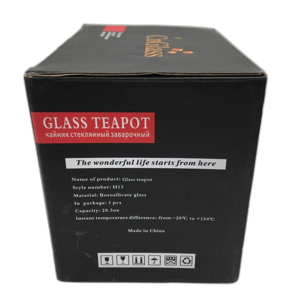 CnGlass Glass Teapot With Removable Infuser 600ml Borosilicate Glass NEW