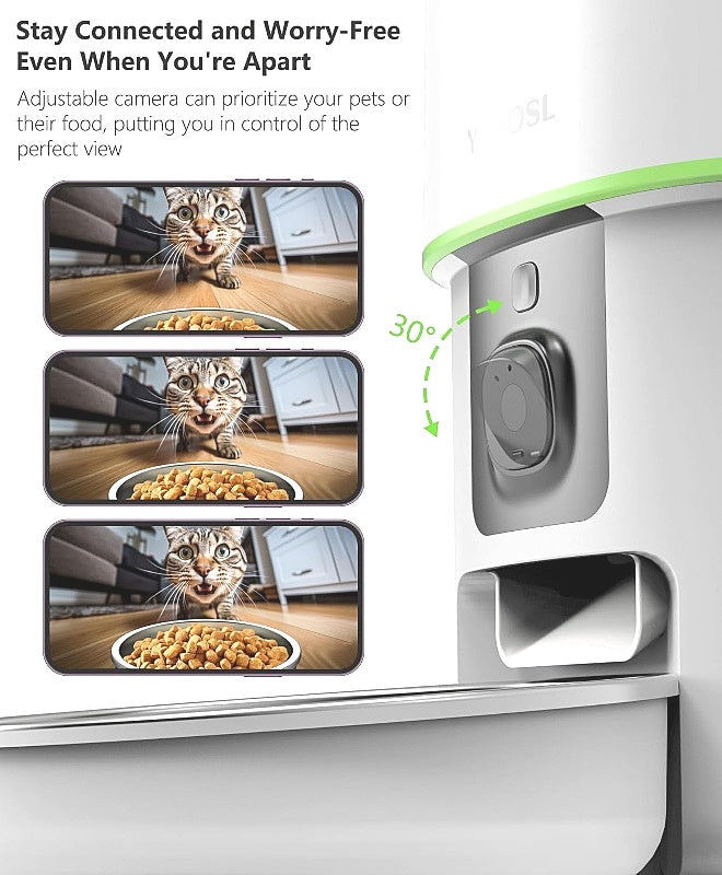 Yuposl Automatic Cat Feeder With Camera 2L 68oz 2,4GHz & 5GHz NEW
