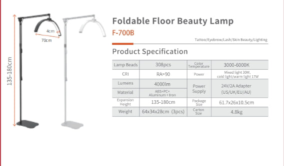 Floor Foldable Beauty Nail Lamp F-700B 31W 3000-6000K Colour Temperature Rang