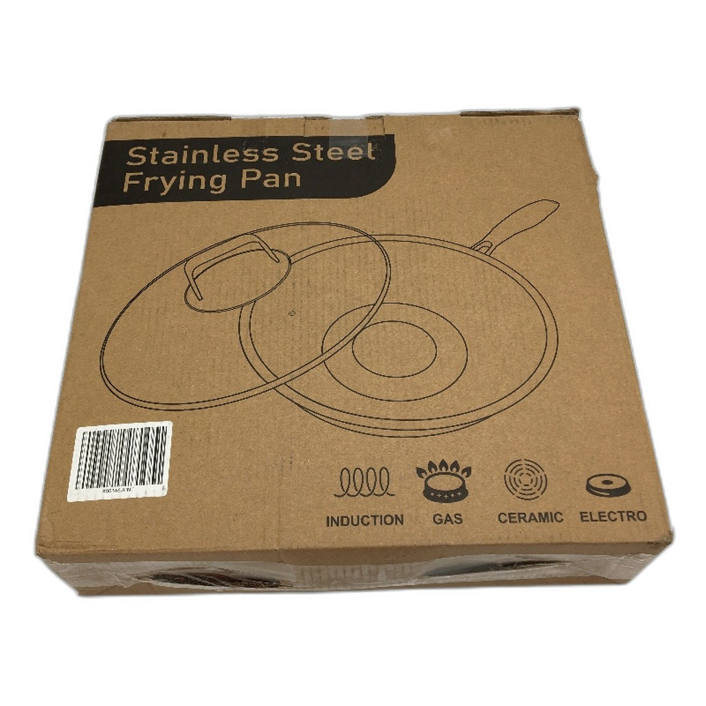 27.5cm Stainless Steel Honeycomb Frying Pan with Glass Lid NEW