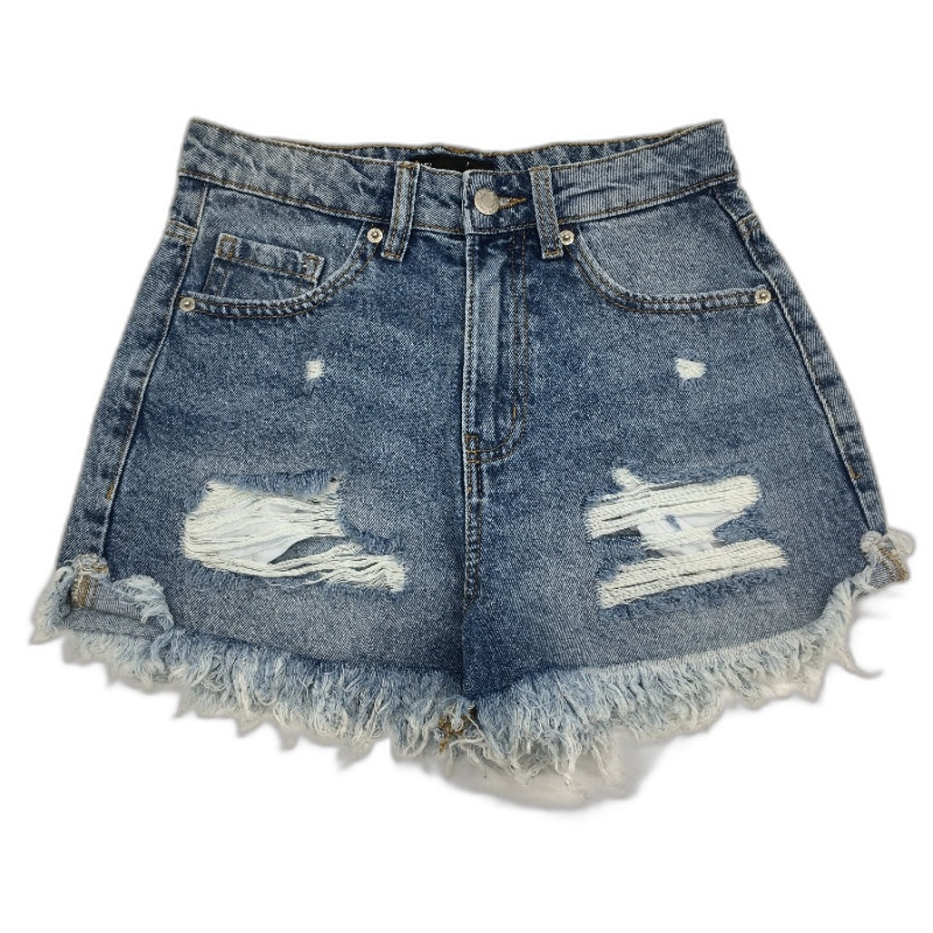 Jay Jays Riley High Rise Cheeky Ripped Mid Indigo Shorts Ladies Size AU 8 NEW