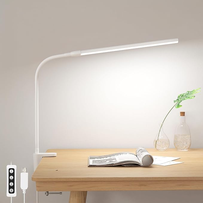 Lepro LED Desk Lamp With Clamp Clip On Dimmable Reading Light 3 Colour Modes NEW