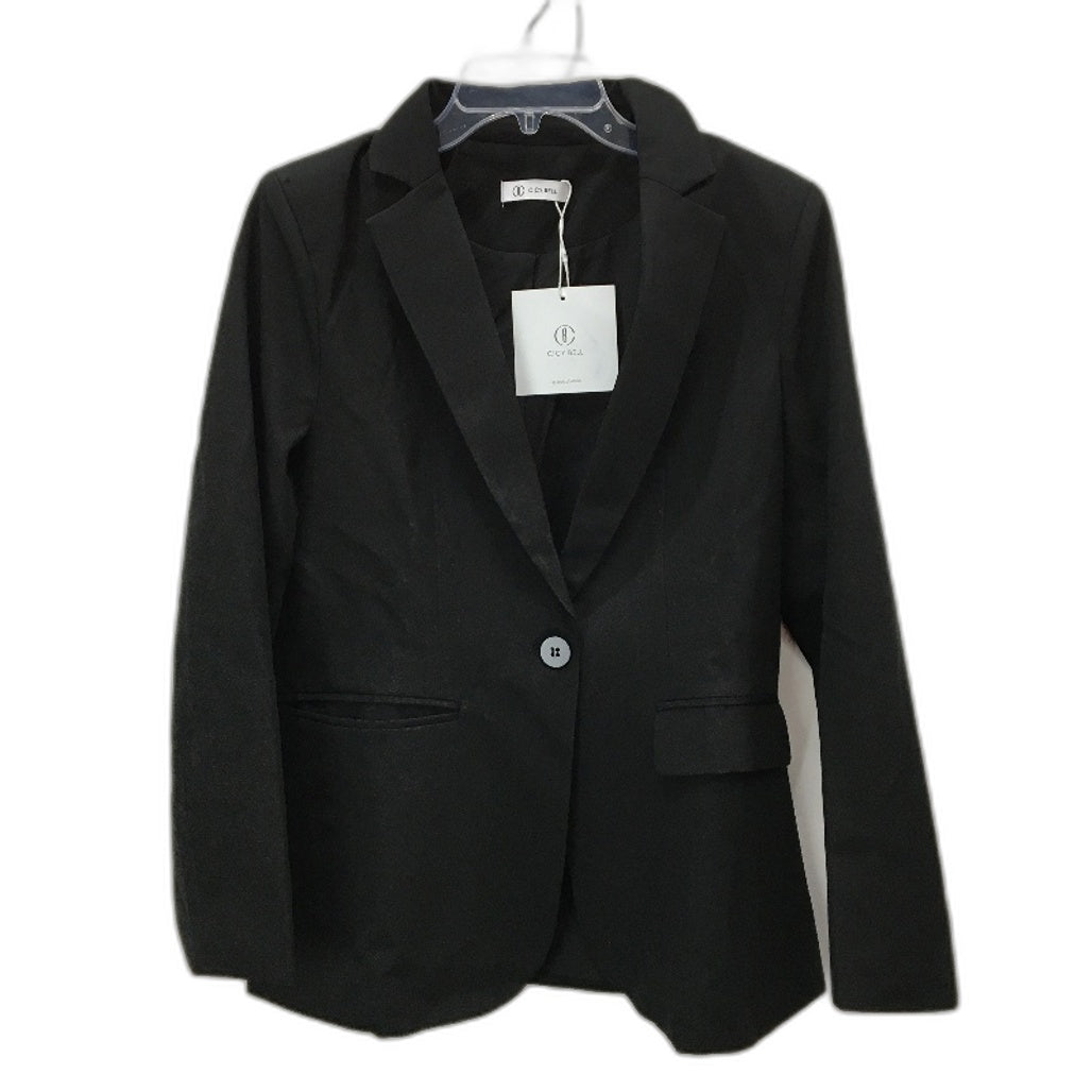 Cicy Bell Fully Lined Casual Blazer Jacket Single Button Womens Size M Black NEW