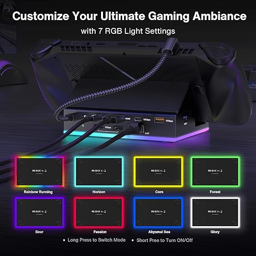 iVANKY Foldable Gaming Dock RGB Lighting 4K@120HZ Multiple Ports SD/TF Slot NEW