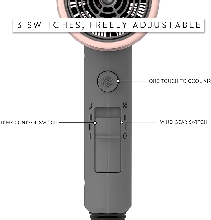 AINA Hair Blow Dryer Diffuser Ceramic Coating Adjustable Temperature Speed NEW