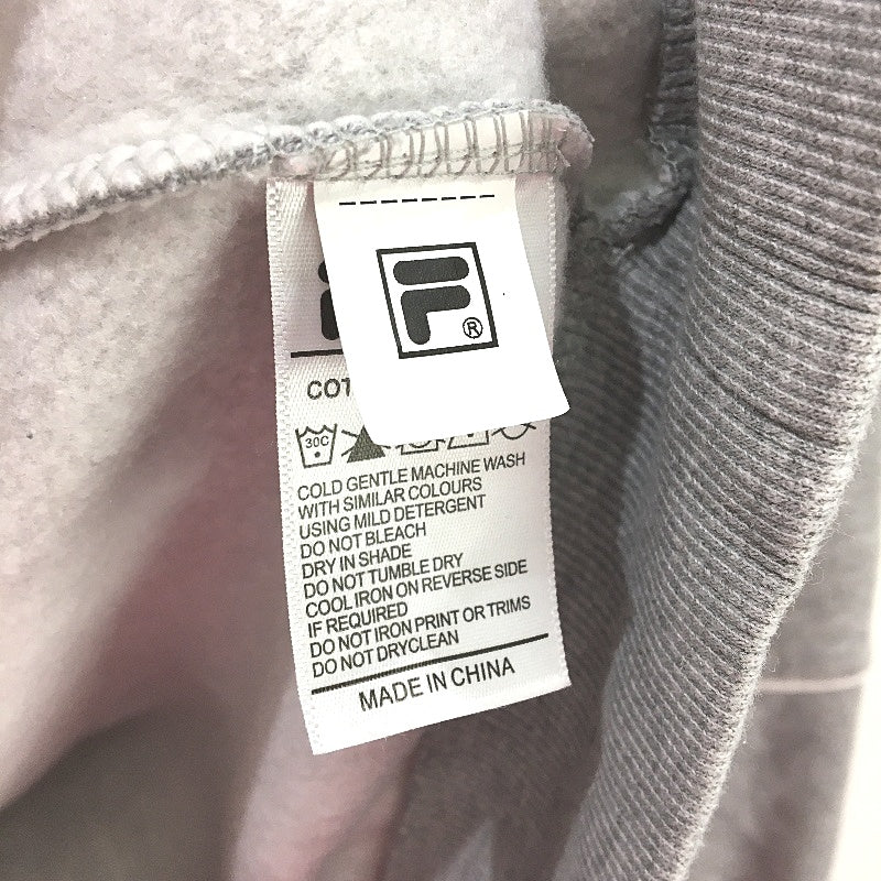 FILA Grey Fleece Lined Hooded Jumper Hoodie With Front Pockets Unisex Size S