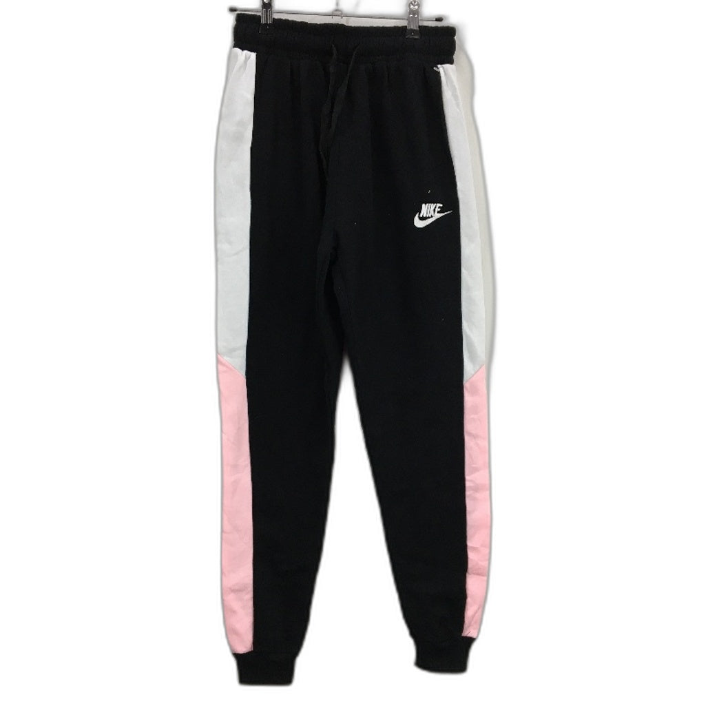 Nike Black White & Pink Fleece Lined Tracksuit Pants Sweatpants Womens Size M