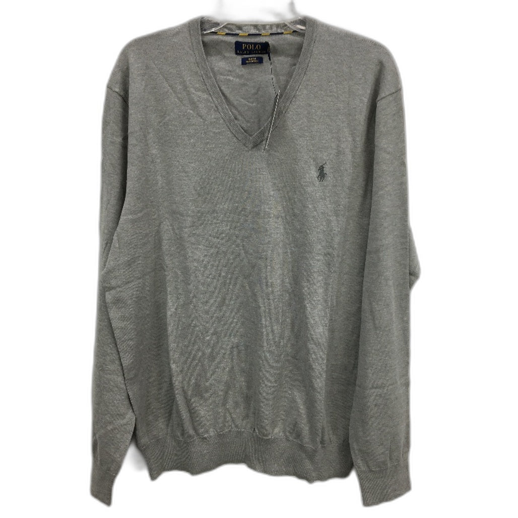 Polo Ralph Lauren Slim Fit Grey Pima Cotton V-Neck Sweater Mens Size XL NEW