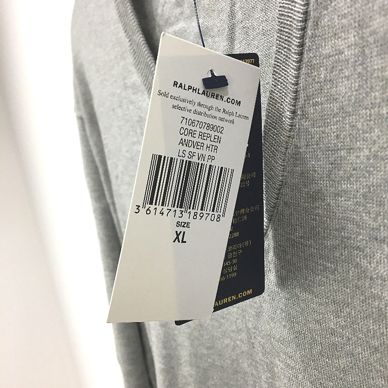 Polo Ralph Lauren Slim Fit Grey Pima Cotton V-Neck Sweater Mens Size XL NEW