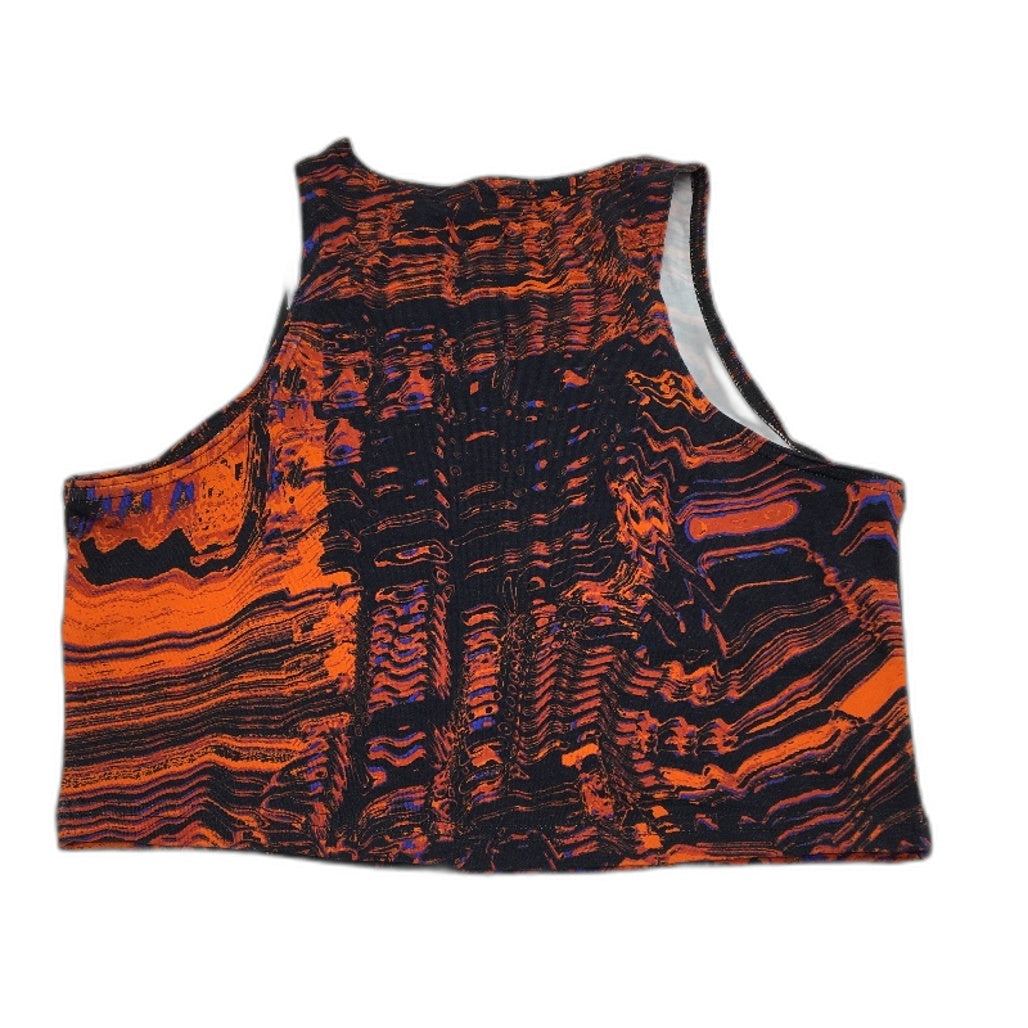 Nike Tight Fit Cropped Orange Black Marbled Tank Top Ladies Size Medium NEW