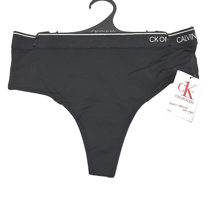 Calvin Klein CK One Microfibre High Waisted Black Thong Ladies Size Small NEW