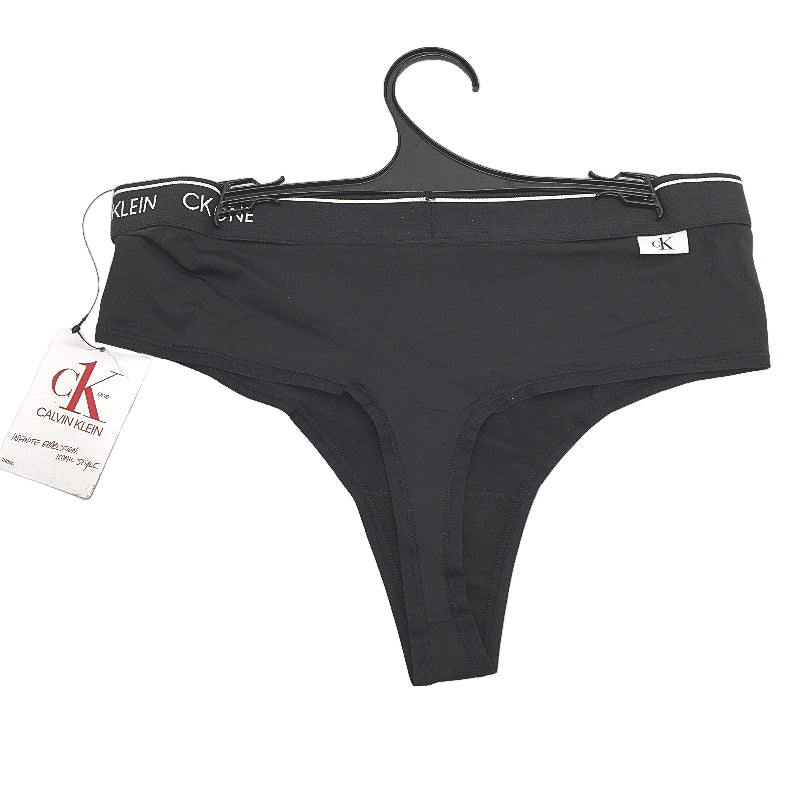 Calvin Klein CK One Microfibre High Waisted Black Thong Ladies Size Small NEW