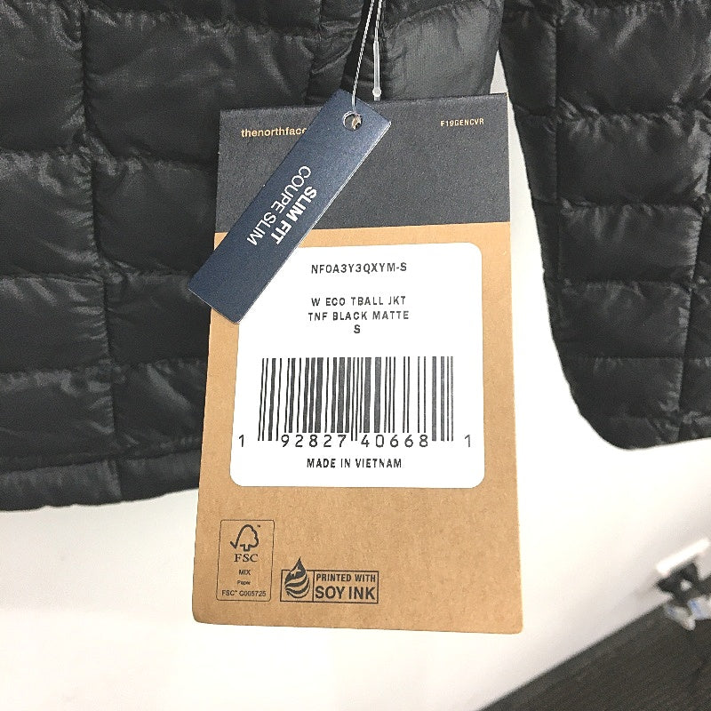 The North Face ThermoBall Eco Black Matte Windbreaker Jacket Ladies Sz Small NEW
