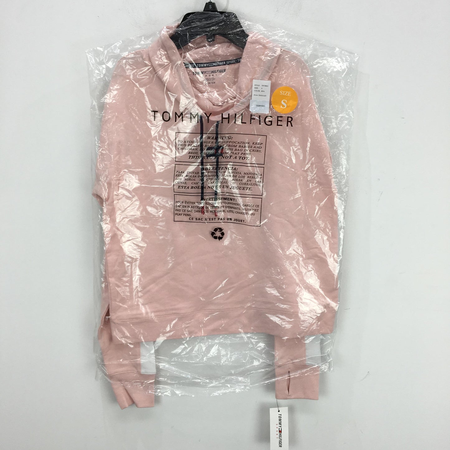 Tommy Hilfiger Sport Pink Cowl Neck Cotton Training Sweater Ladies Sz Small NEW