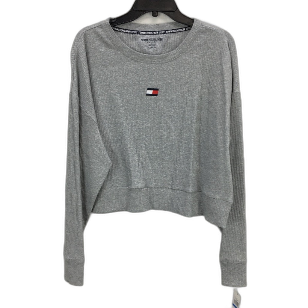 Tommy Hilfiger Sport Ribbed Grey Marle Boxy Sweatshirt Ladies Size XL NEW