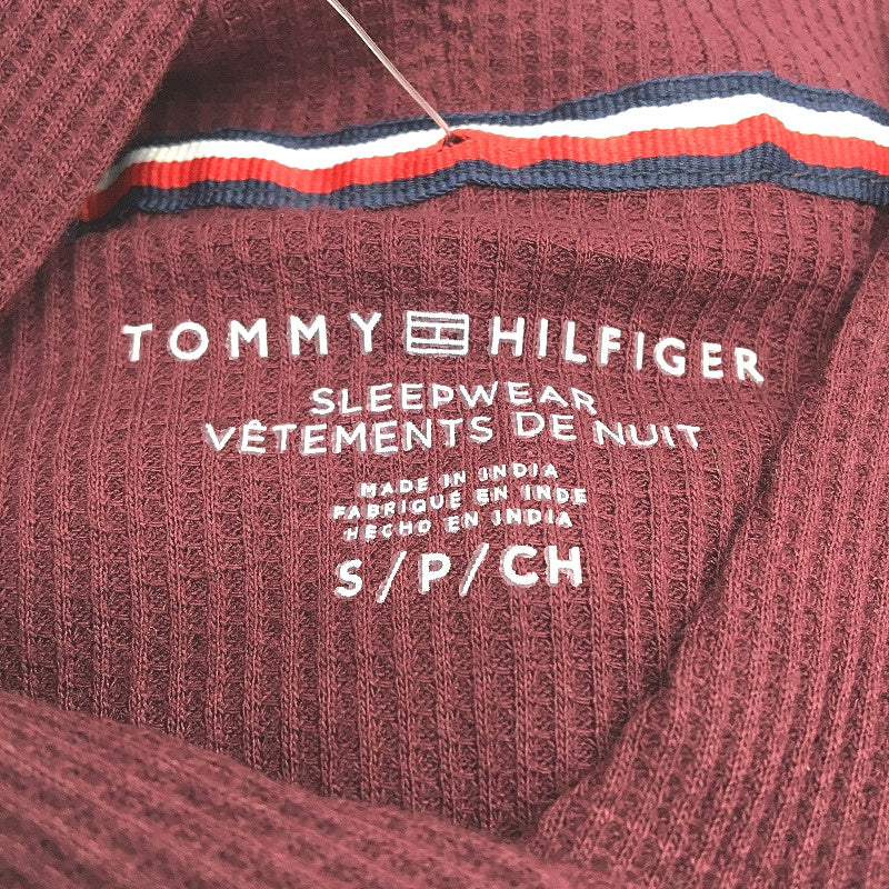 Tommy Hilfiger 2 Piece Solid Burgundy Waffle Pyjama Set Ladies Size Small NEW