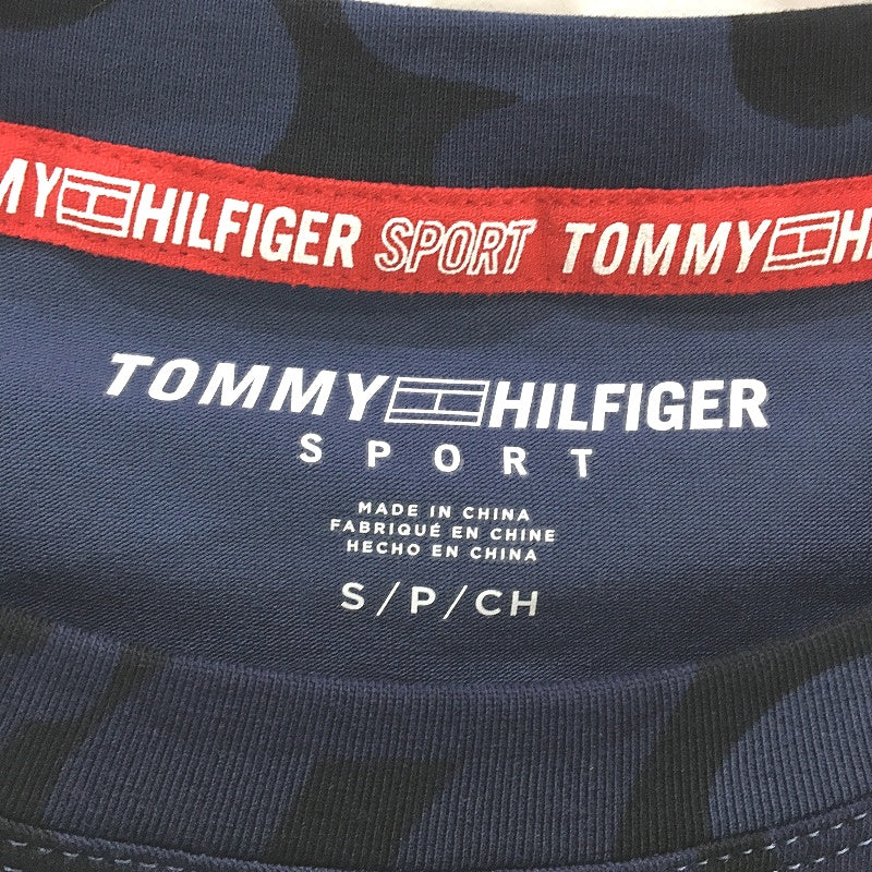 Tommy Hilfiger Navy Camo Short Sleeve Cropped T-Shirt Ladies Size Small NEW