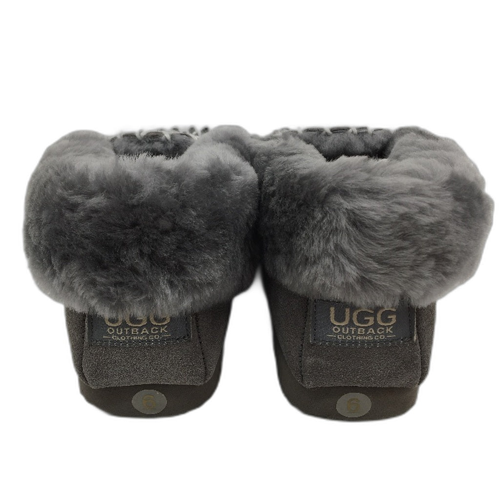 UGG Outback Australian Sheepskin Grey Moccasins Unisex Size EU 37 M5 L6 NEW