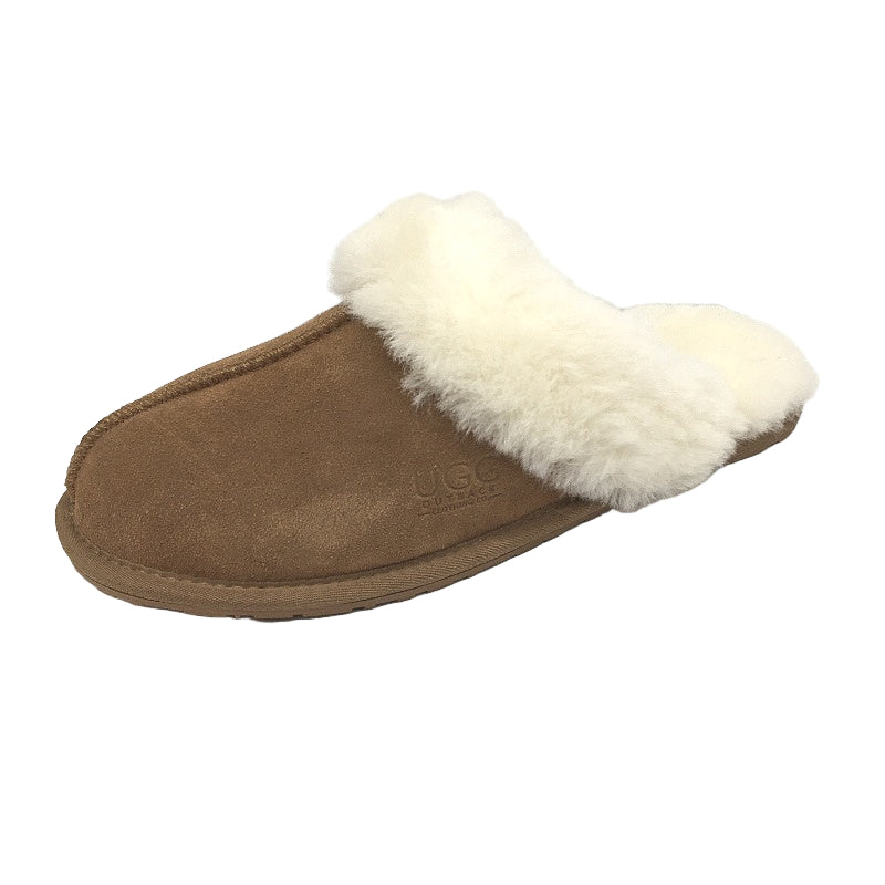 UGG Outback Sheepskin Chestnut Tan Scuff Slippers Size Mens 11 Ladies 12 NEW