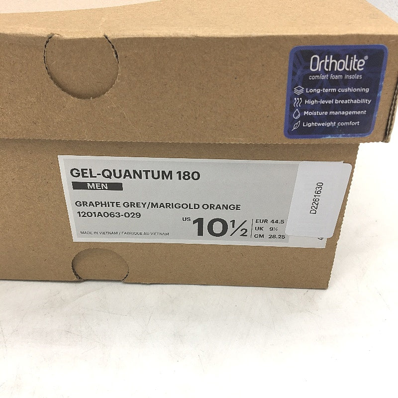 Asics Otholite Gel-Quantum 180 Grey & Orange Sneakers Mens US 10.5 EU 44.5 NEW