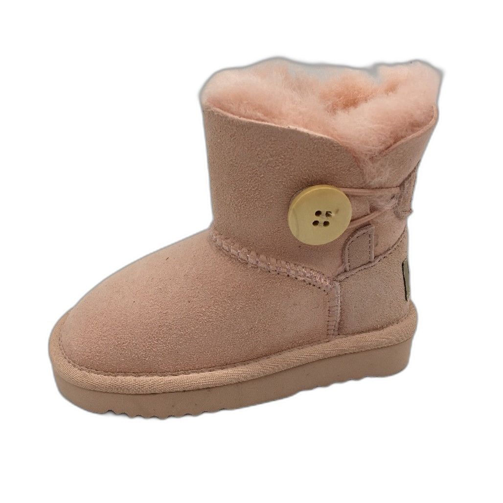 UGG Outback Australian Sheepskin Pink Mini Button Boots KIDS US 6-7 EU 24 NEW