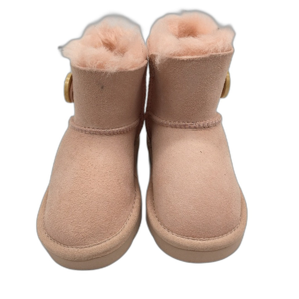 UGG Outback Australian Sheepskin Pink Mini Button Boots KIDS US 6-7 EU 24 NEW