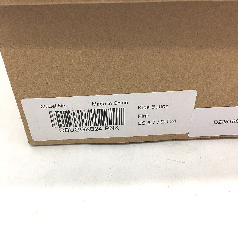 UGG Outback Australian Sheepskin Pink Mini Button Boots KIDS US 6-7 EU 24 NEW