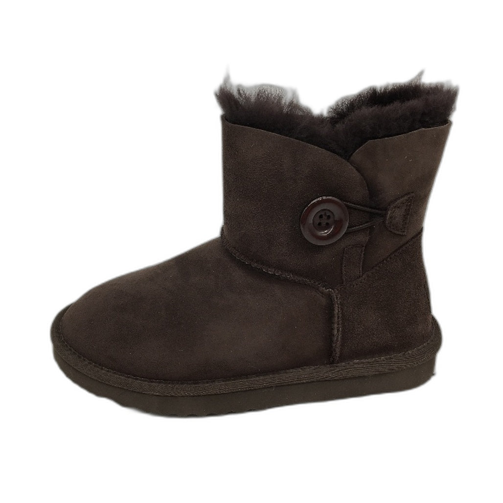 UGG Outback Australian Sheepskin Chocolate Mini Button Boot Unisex M5 L6 NEW