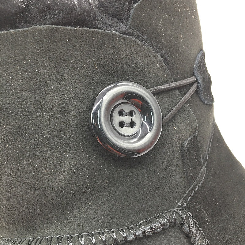 UGG Outback Australian Sheepskin Black Mini Button Boot Slipper Unisex M5 L6 NEW