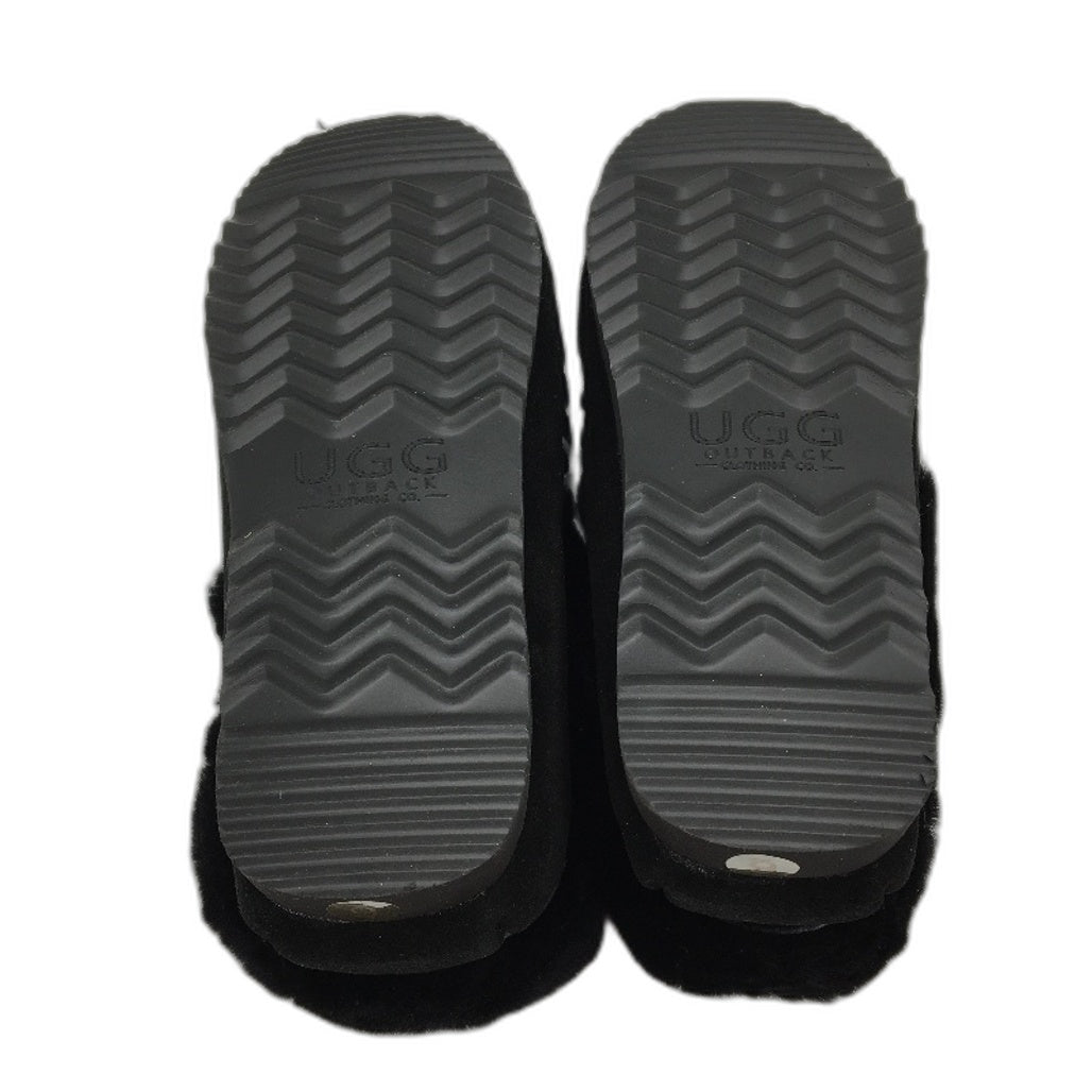 UGG Outback AUS Sheepskin Black Moccasins Slippers Unisex US M5 L6 EU37 NEW
