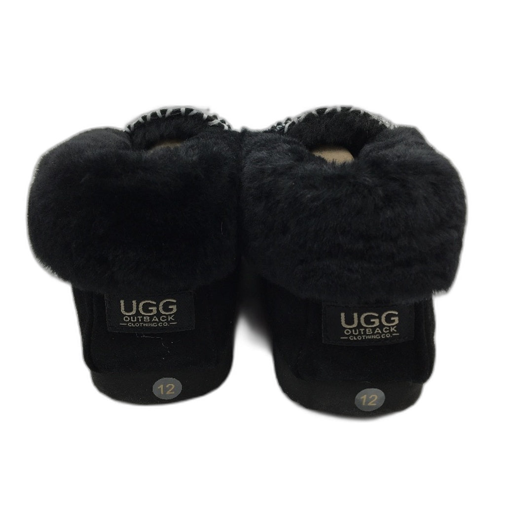 UGG Outback AUS Sheepskin Black Moccasins Slippers Unisex US M11 L12 EU 45 NEW