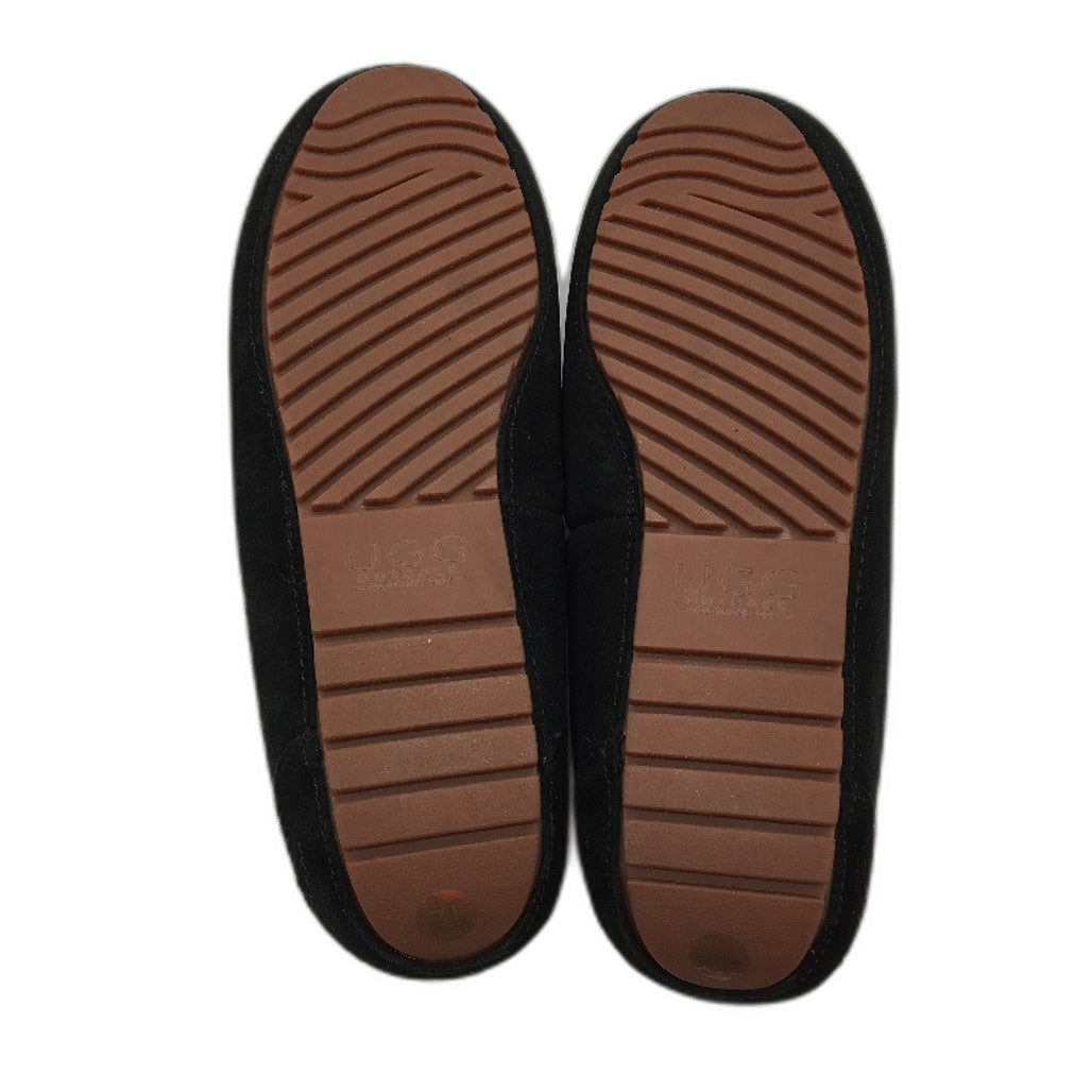 UGG Outback AUS Sheepskin Black Moccasin Tirari Slippers Ladies US 12 EU 45 NEW