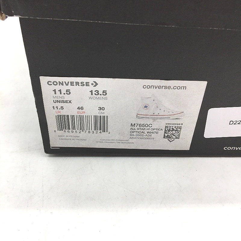 Converse White Chuck All Star High Top Sneakers Unisex US M11.5 L13.5 EU 46 NEW