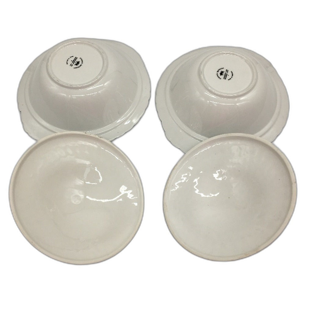 VINTAGE Johnson Brothers England 2 Bowls With Lids Set Blue & White Pottery