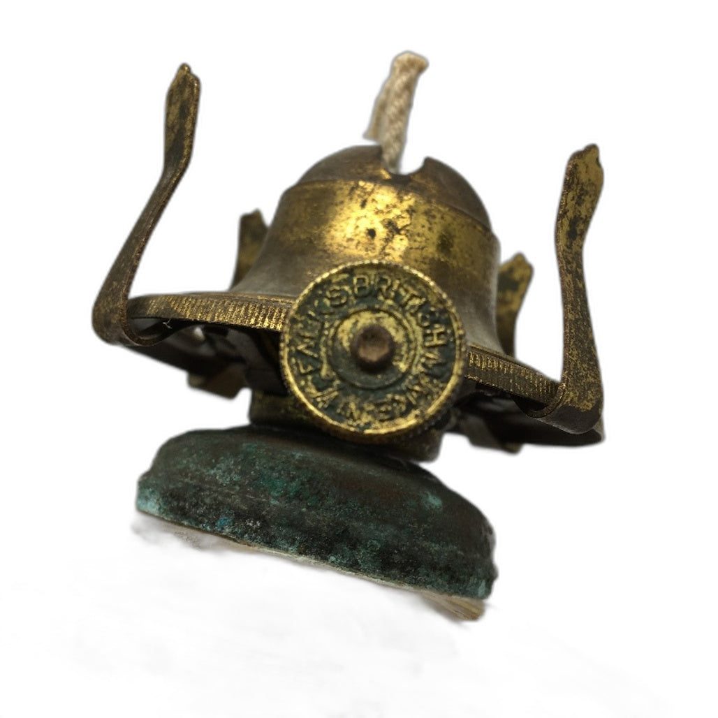 VINTAGE Amber Glass & Cast Iron Metal Kerosene Lamp -No Shade/Cover 26cm