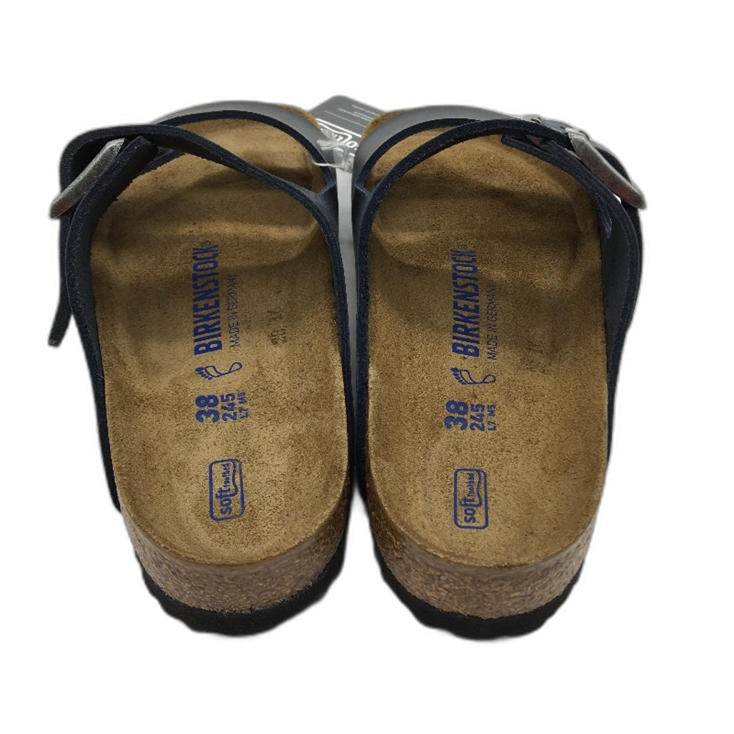 Birkenstock Arizona Waxy Blue Regular Fit Leather Slides EU 38 US Size M5 L7 NEW