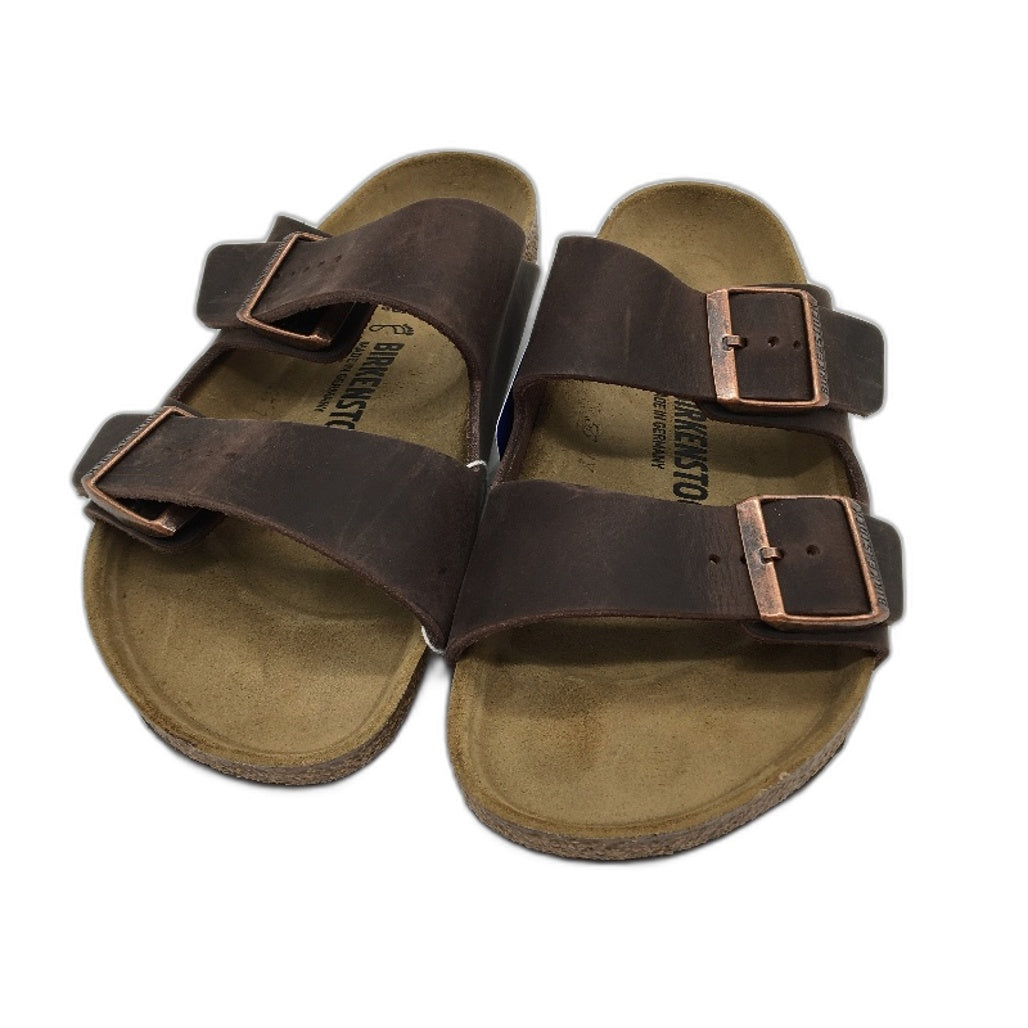 Birkenstock Arizona Waxy Brown Regular Fit Leather Slides EU38 US Size M5 L7 NEW