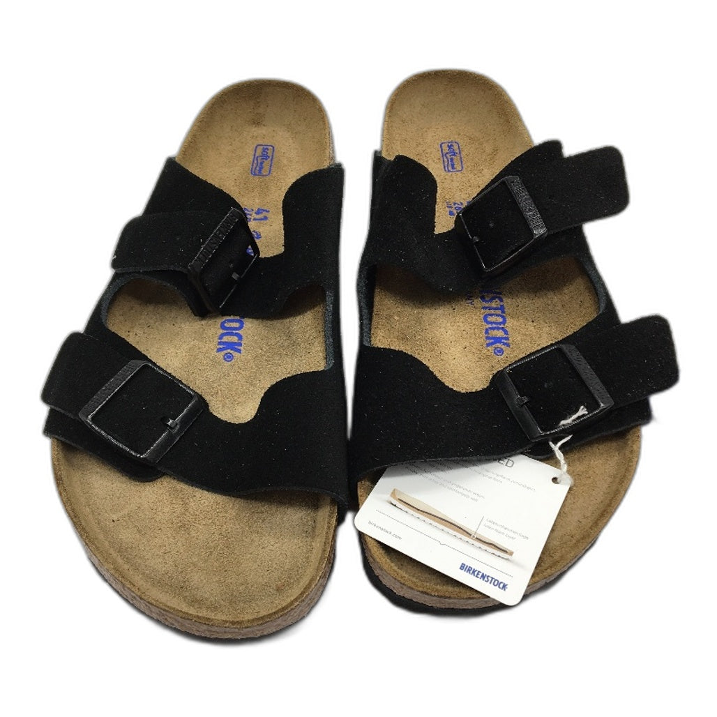 Birkenstock Arizona BS Black Suede Leather 2 Strap Slides Unisex EU41 L10 M8 NEW