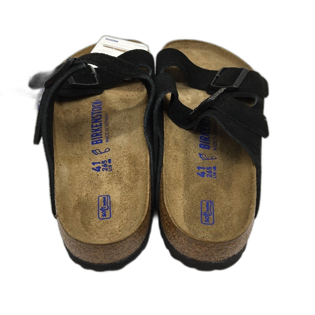 Birkenstock Arizona BS Black Suede Leather 2 Strap Slides Unisex EU41 L10 M8 NEW