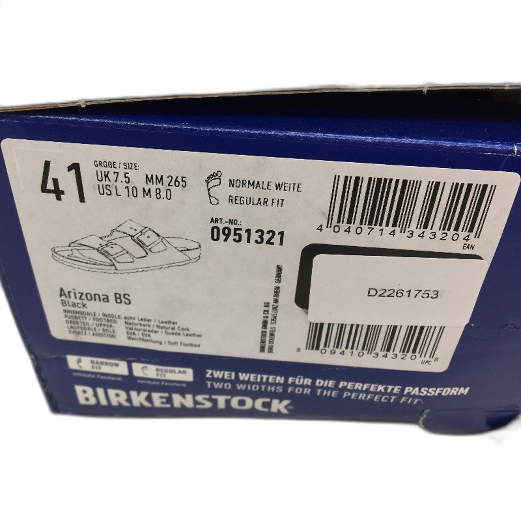 Birkenstock Arizona BS Black Suede Leather 2 Strap Slides Unisex EU41 L10 M8 NEW