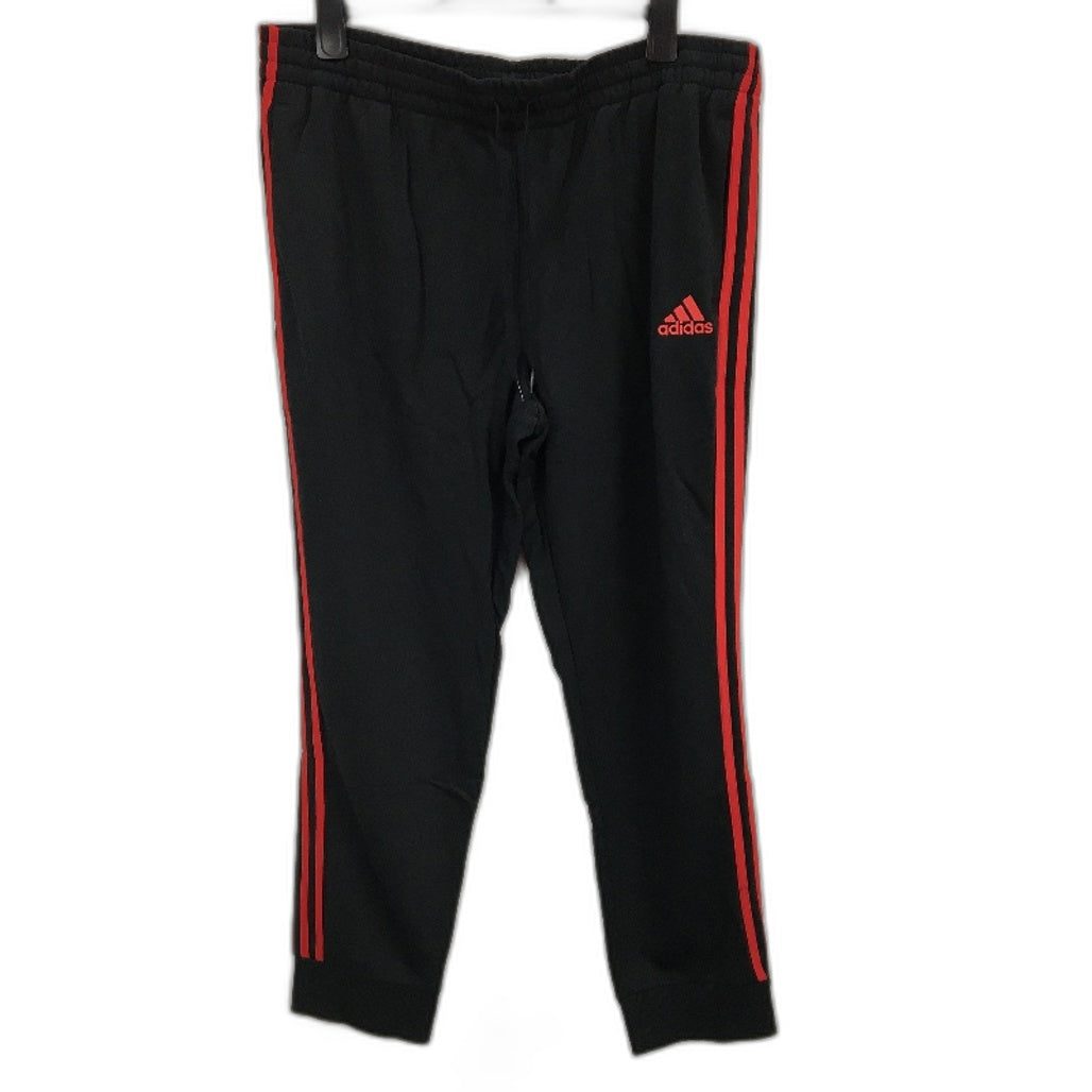 Adidas 3 Stripes French Terry Black Red Tapered Trackpants Mens Size 2XL NEW